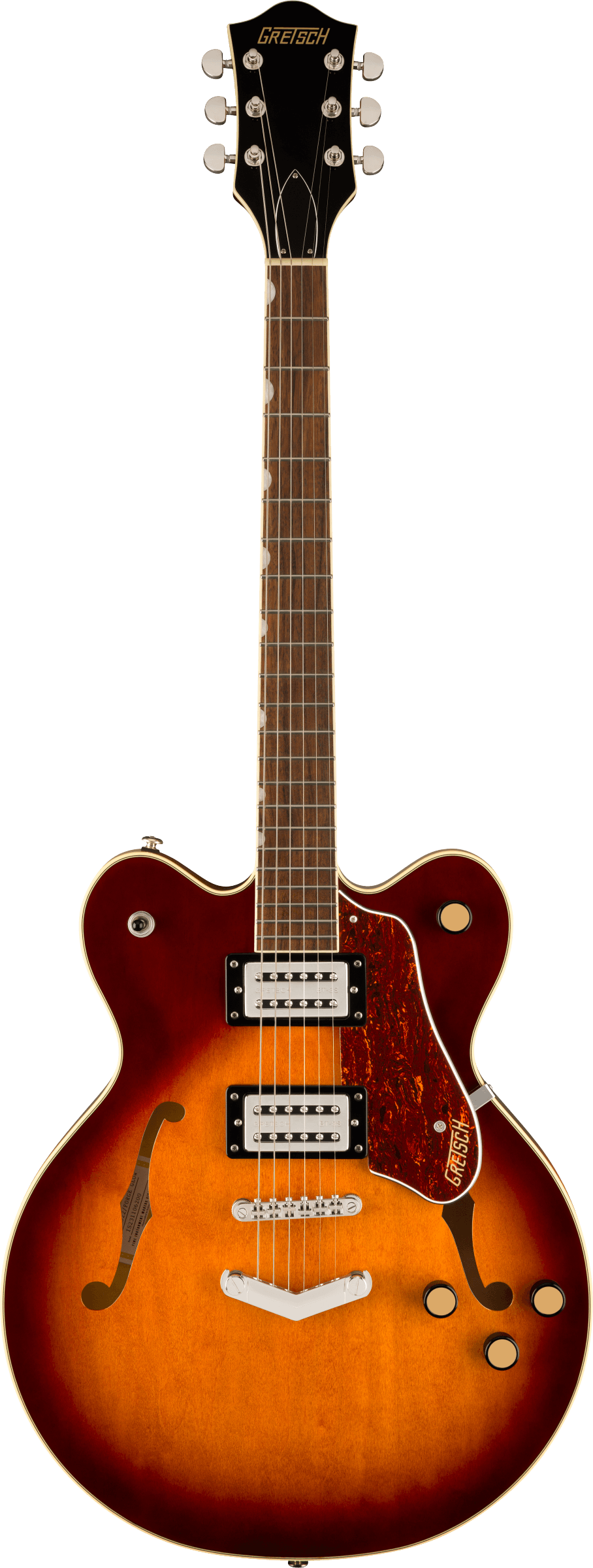 Full frontal of Gretsch G2622 Streamliner Center Block Double-Cut w/V-Stoptail Forge Glow.