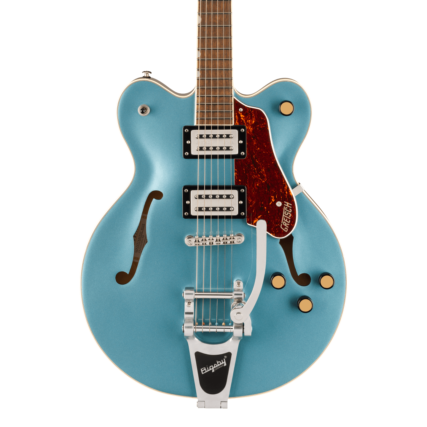 Front of Gretsch G2622T Streamliner Center Block Double Cut w/bigsby Arctic Blue.