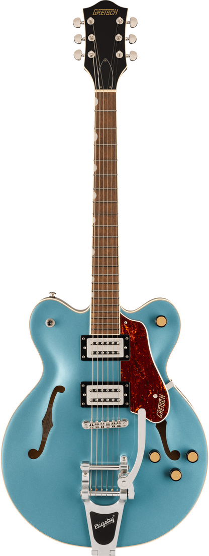 Full frontal of Gretsch G2622T Streamliner Center Block Double Cut w/bigsby Arctic Blue.