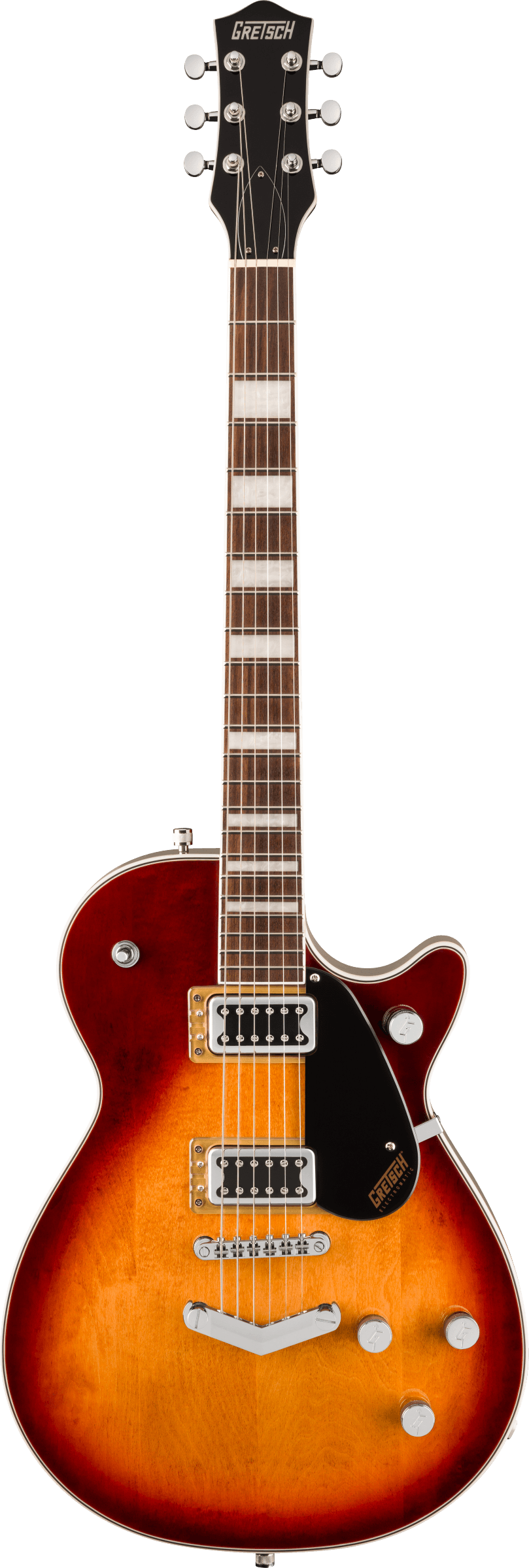 Full frontal of Gretsch G5220 Electromatic Jet BT Single-Cut w/ V-Stoptail Laurel Fingerboard Sweet Tea.