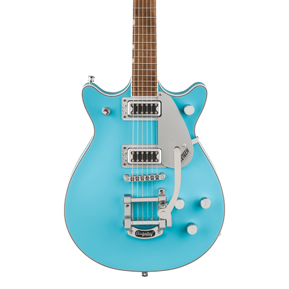 Front of Gretsch G5232T Electromatic Double Jet FT wBigsby Kailani Blue.