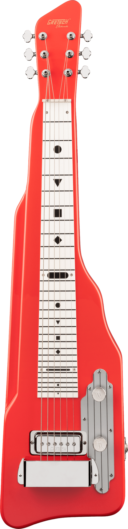 Full frontal of Gretsch G5700 Electromatic Lap Steel Tahiti Red.