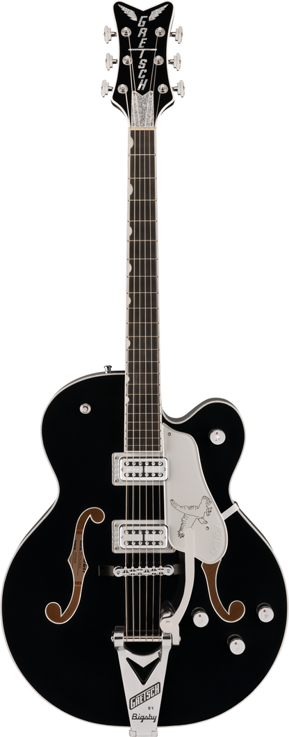 Full frontal of Gretsch Professional Falcon Hollowbody Ebony.