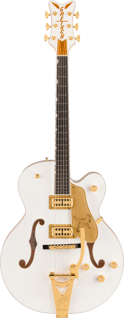 Full frontal of Gretsch Professional Falcon Hollowbody White Bigsby.
