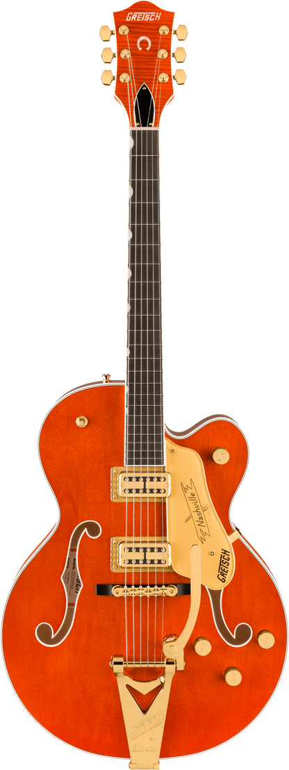 Full frontal of Gretsch Professional Nashville Hollowbody Orange Stain.