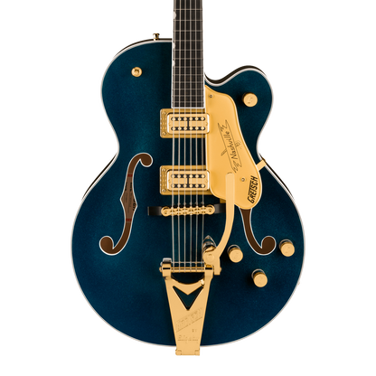 Front of Gretsch Professional Nashville Hollowbody Midnight Sapphire.
