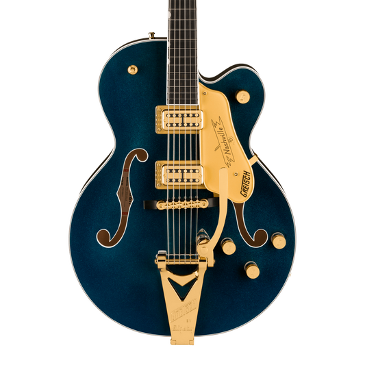 Front of Gretsch Professional Nashville Hollowbody Midnight Sapphire.
