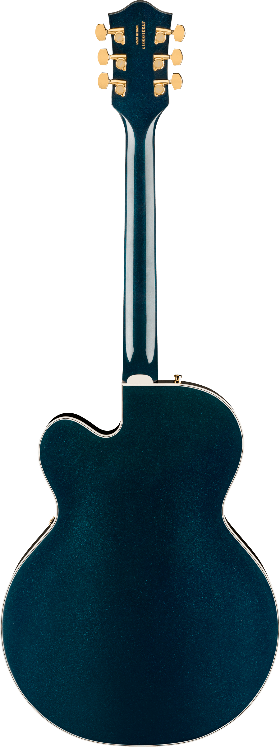 Back of Gretsch Professional Nashville Hollowbody Midnight Sapphire.
