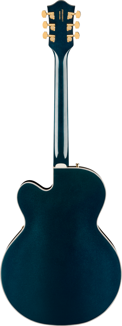 Back of Gretsch Professional Nashville Hollowbody Midnight Sapphire.
