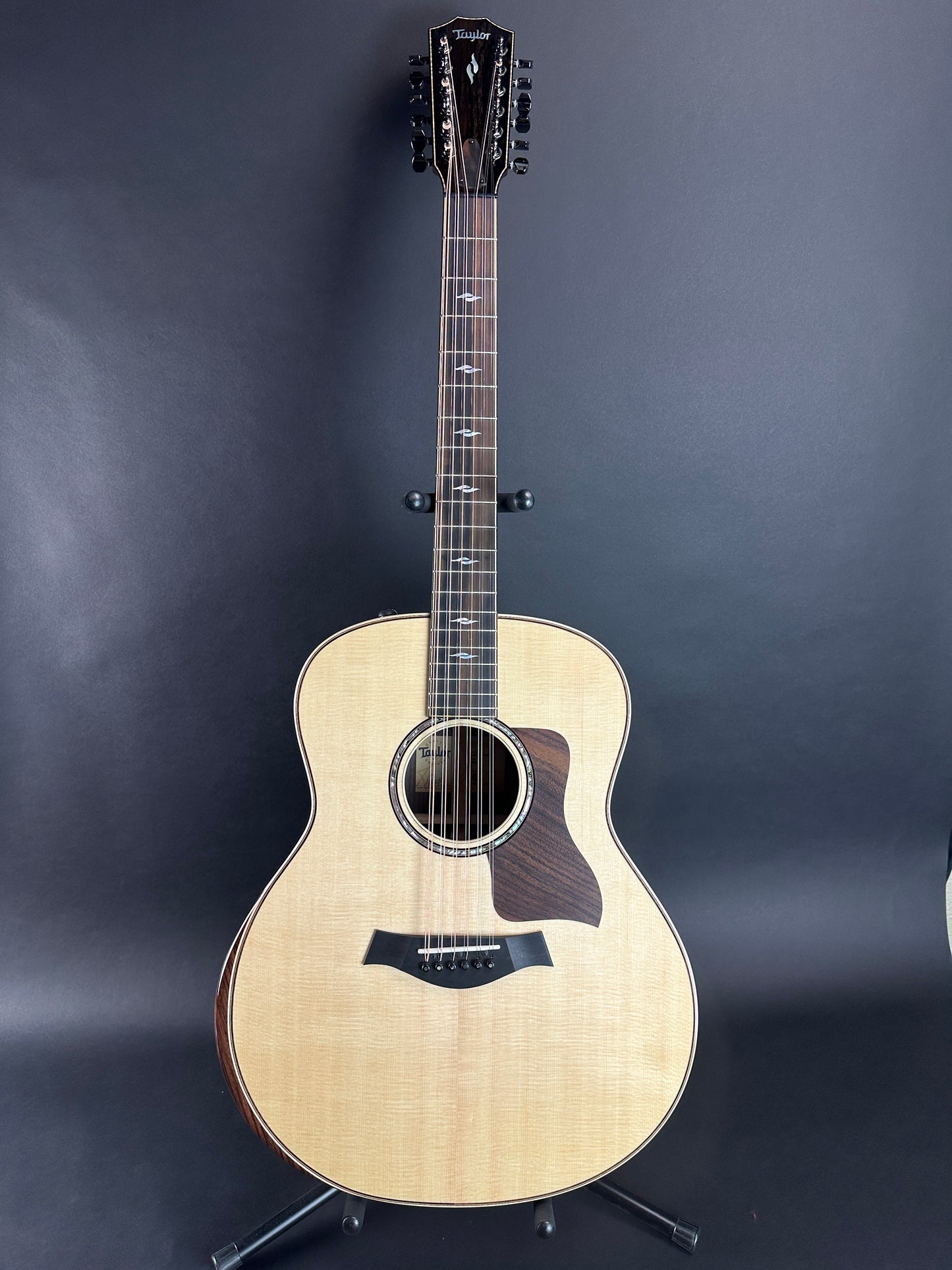 Full front of Used Taylor 858e 12 String Builder's Edition.