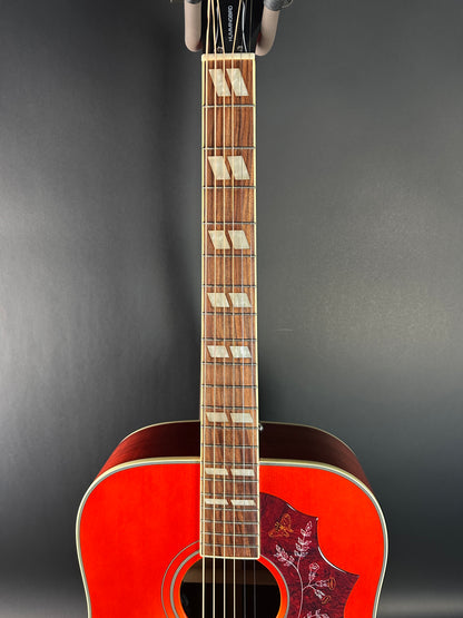 Fretboard of Used Epiphone Hummingbird Studio AE Cherry Burst.