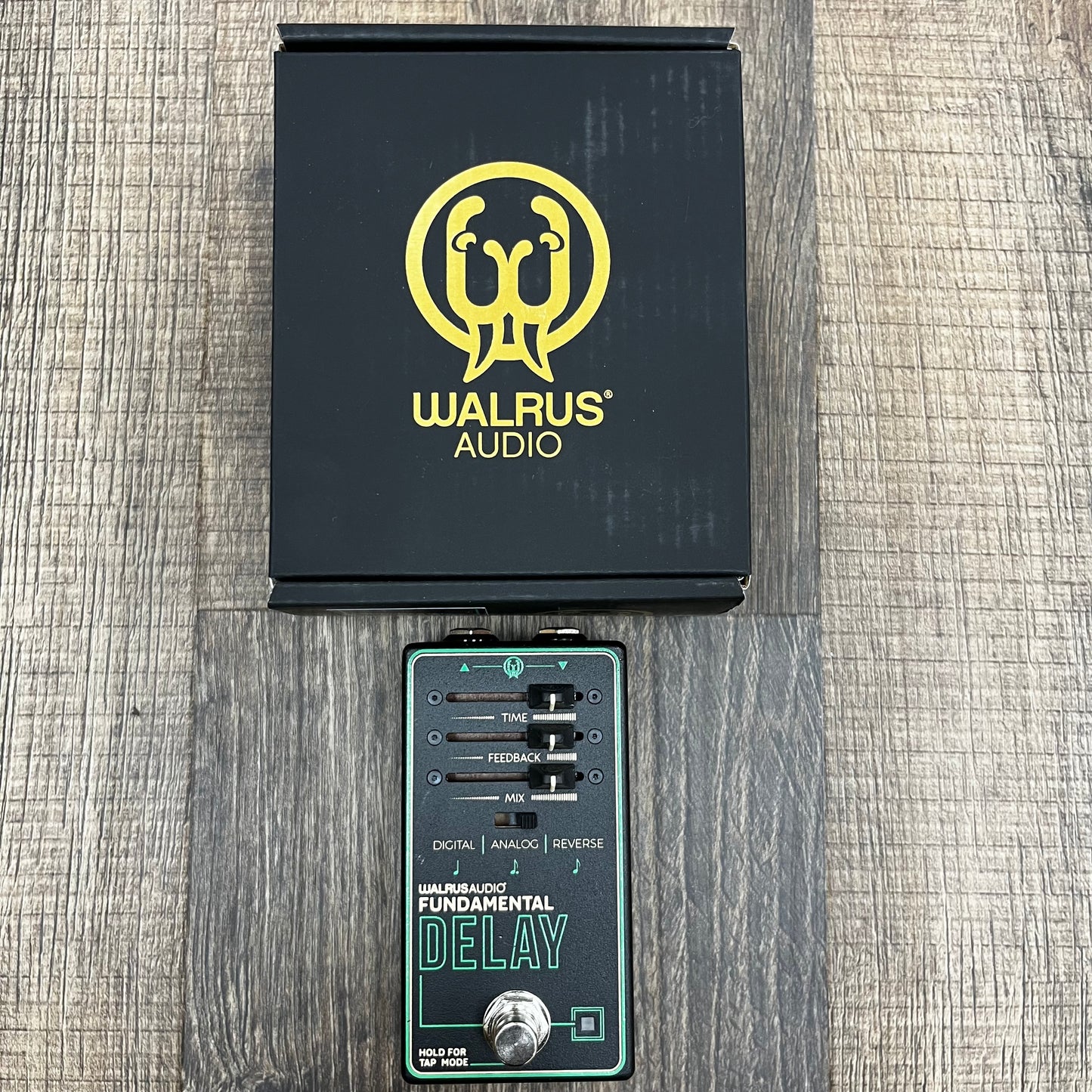 Top of w/box of Used Walrus Audio Fundamental Delay Pedal w/box TFW87