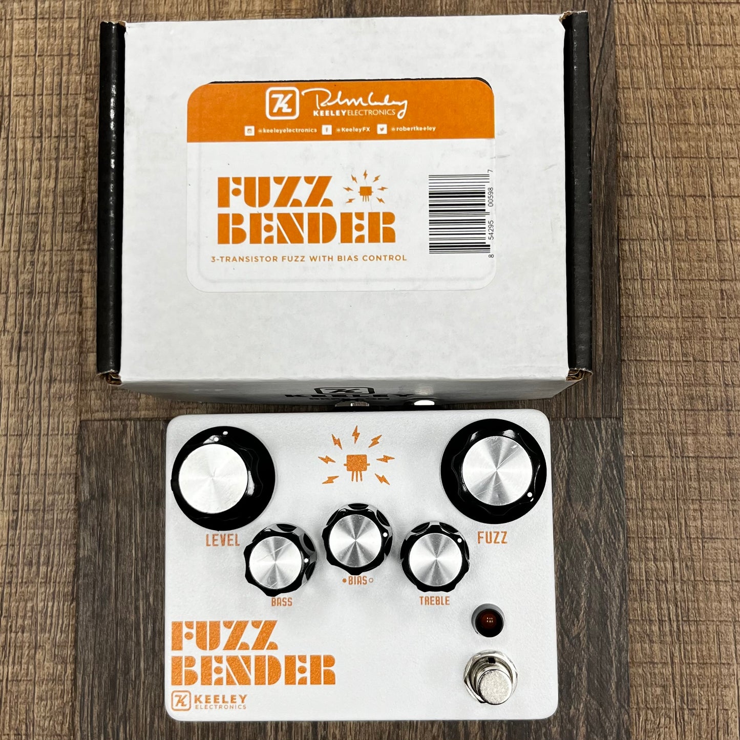 Top of w/box of Used Keeley Fuzz Bender Pedal w/box TFW70