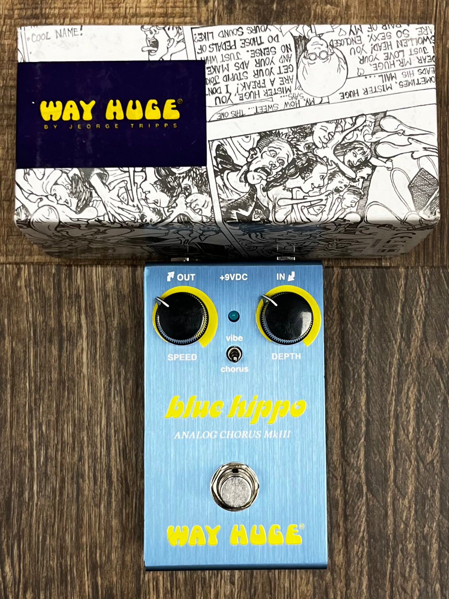 Top of w/box of Used Way Huge Blue Hippo MKII WM61 Analog Chorus TFW77