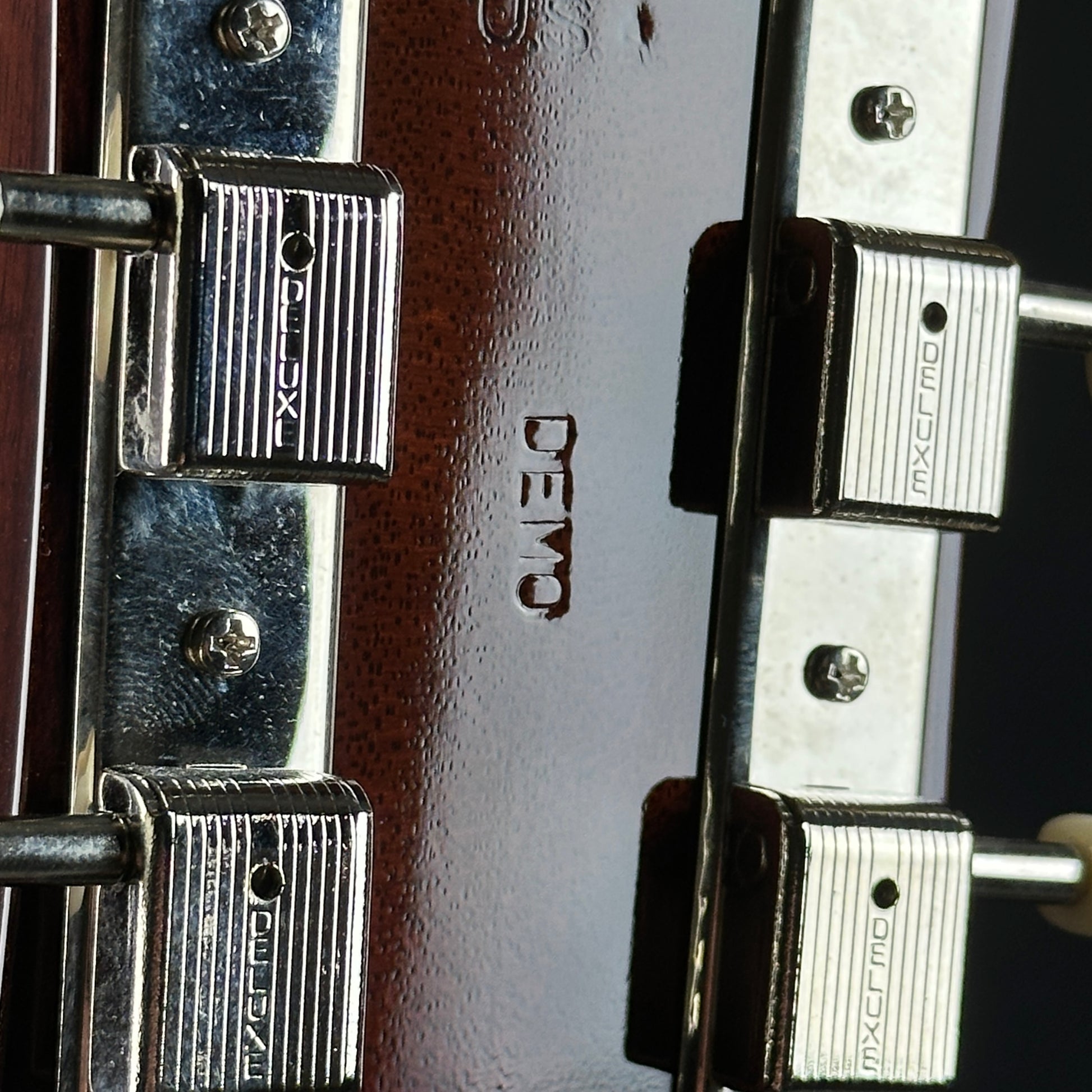 Demo stamp on the back of Used 2024 Gibson Demo Shop 50s J-45 Sunburst.