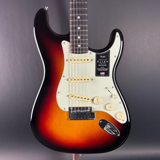 Front of Used Fender American Ultra Strat RW Ultraburst.