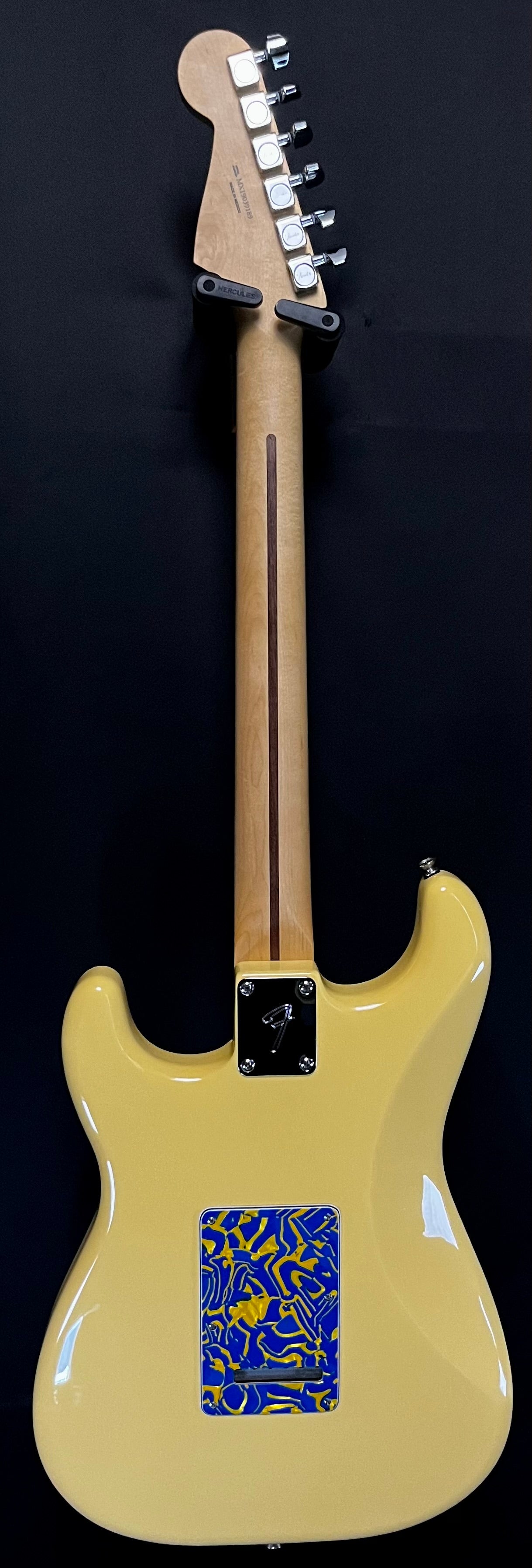 Full back of Used 2019 Fender Player Series Stratocaster Vintage Blonde w/Lipstick PU's & Pearly Gates w/Bag TFW131