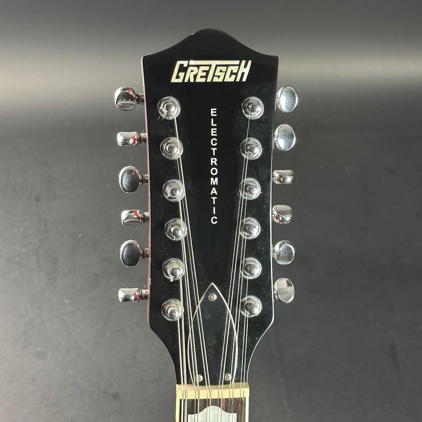 Headstock of Used Gretsch G5422-12 Sunburst.