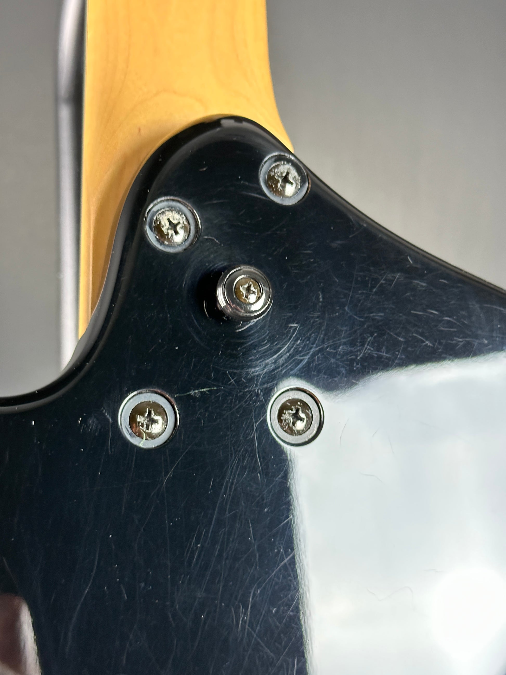 Scratches on back of Used Ibanez Iceman ICB300EX Bass Black.