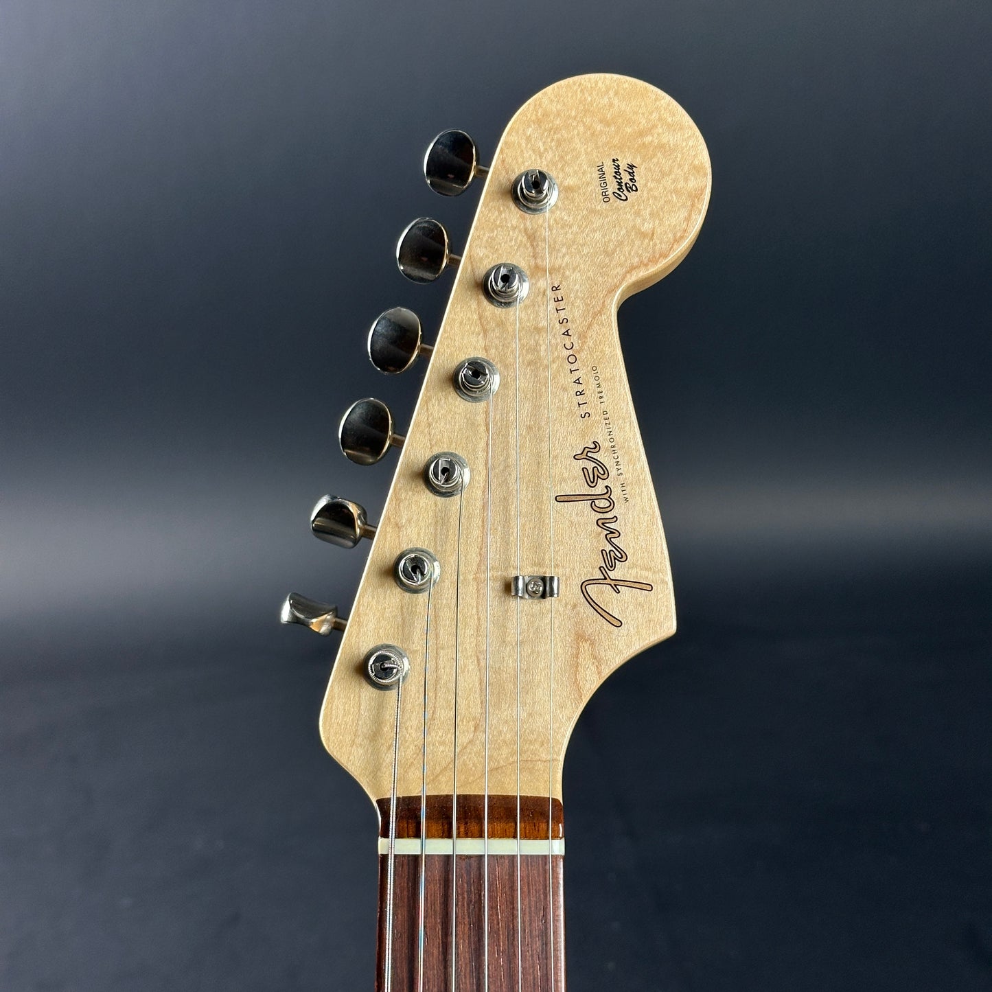 Headstock of Used 2005 Fender 1960 Stratocaster NOS Sunburst.