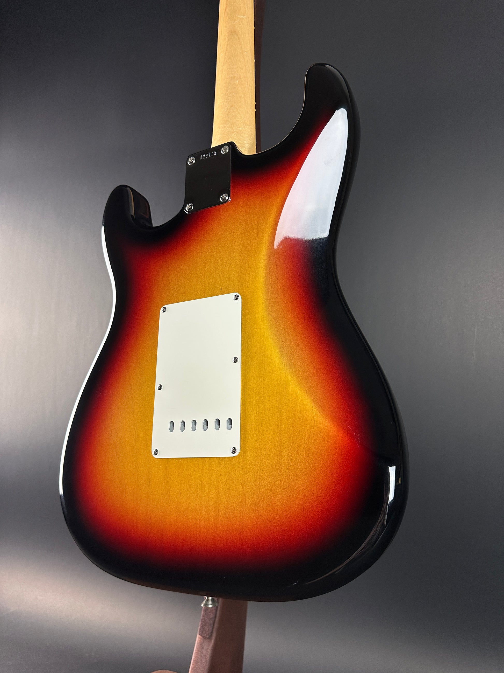 Back angle of Used 2005 Fender 1960 Stratocaster NOS Sunburst.