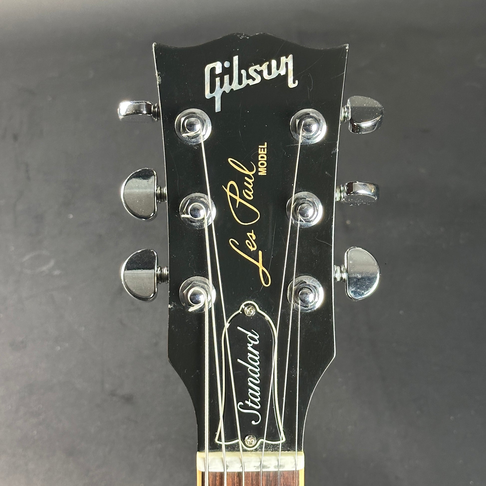 Headstock of Used 2013 Gibson Les Paul Standard Sunburst.