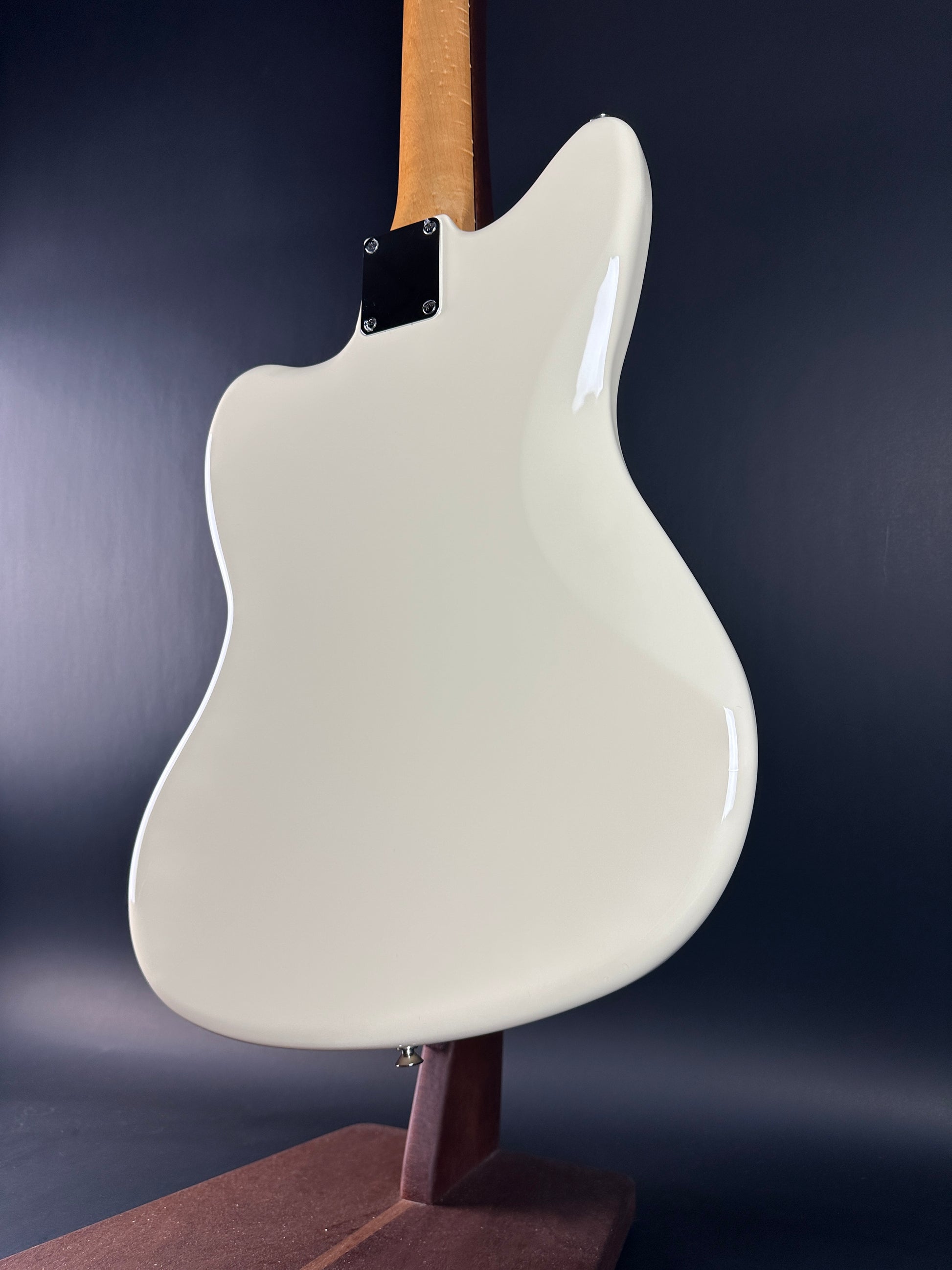 Back angle of Used Fender Vintera I Jazzmaster Olympic White.