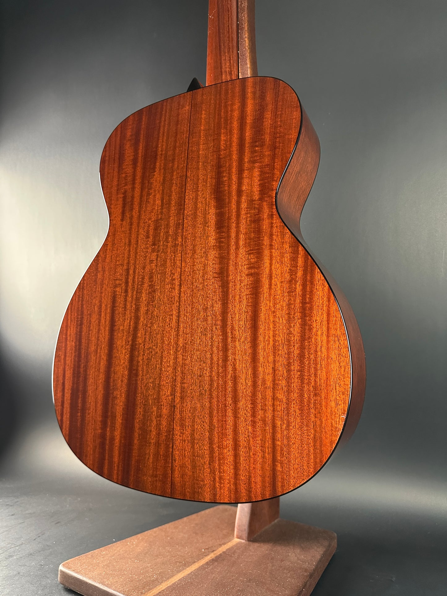 Back angle of Used Collings OM1 Sitka/Mahogany.