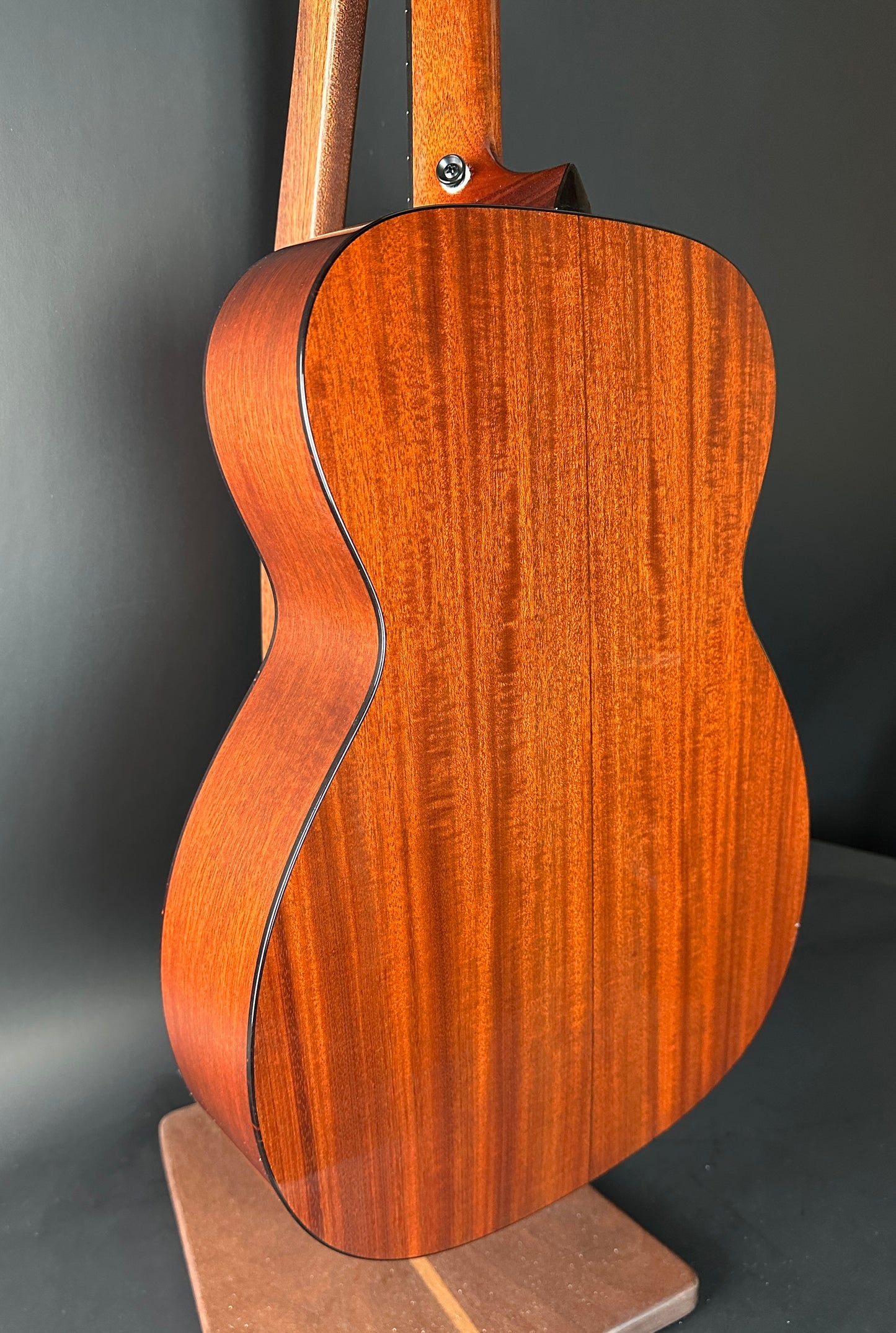 Back angle of Used Collings OM1 Sitka/Mahogany.