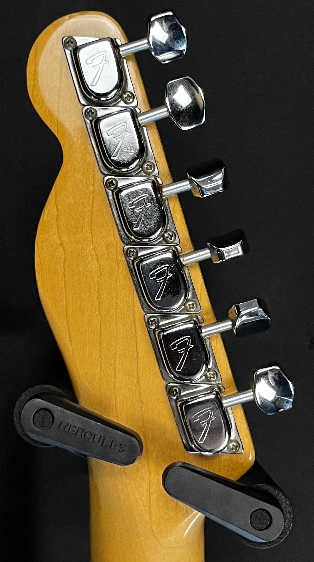 Back of headstock of Used Vintage 1977 Fender Telecaster Blonde W/Non-Oriiginal Case 8 Pounds 8oz TFW165