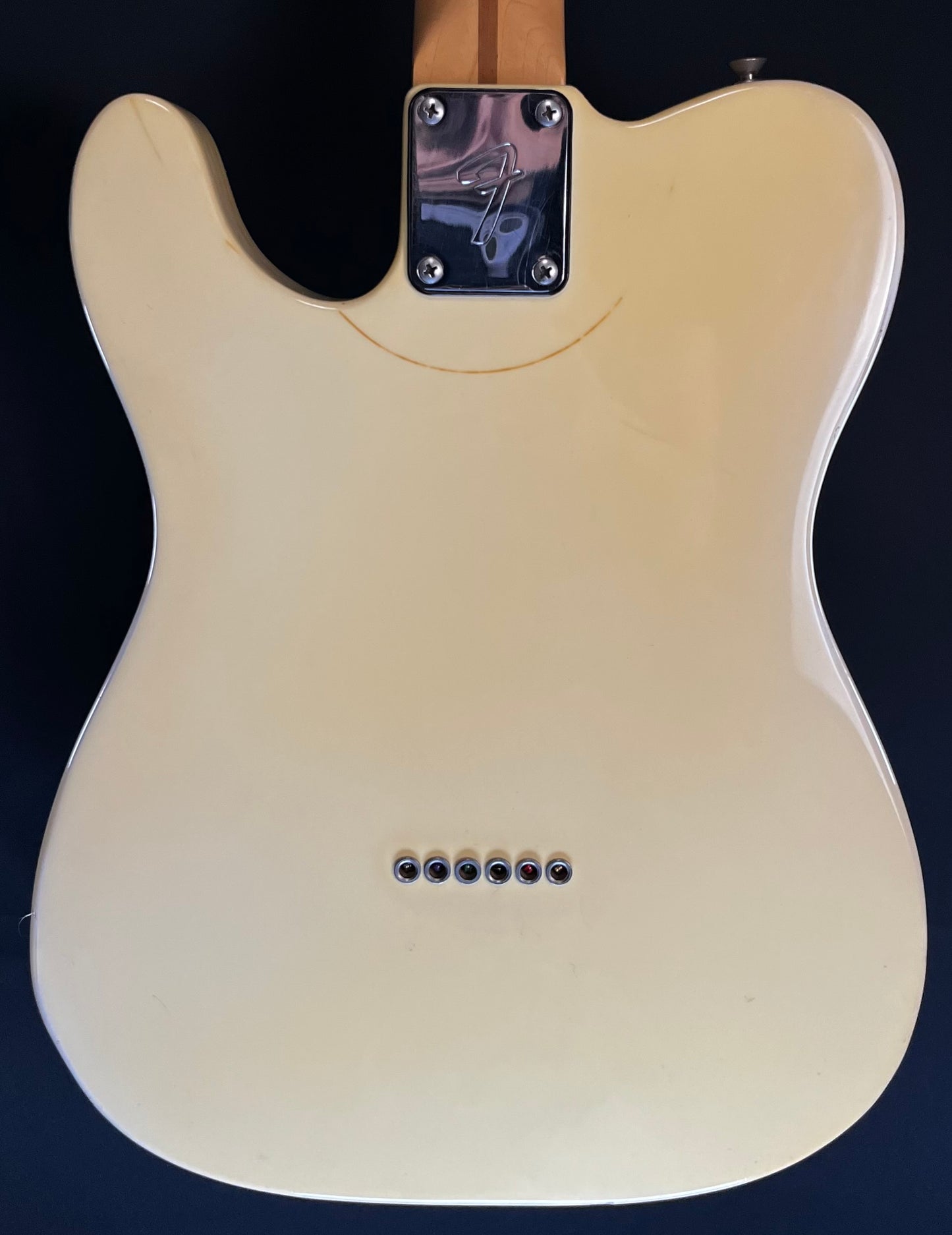Back of Used Vintage 1977 Fender Telecaster Blonde W/Non-Oriiginal Case 8 Pounds 8oz TFW165