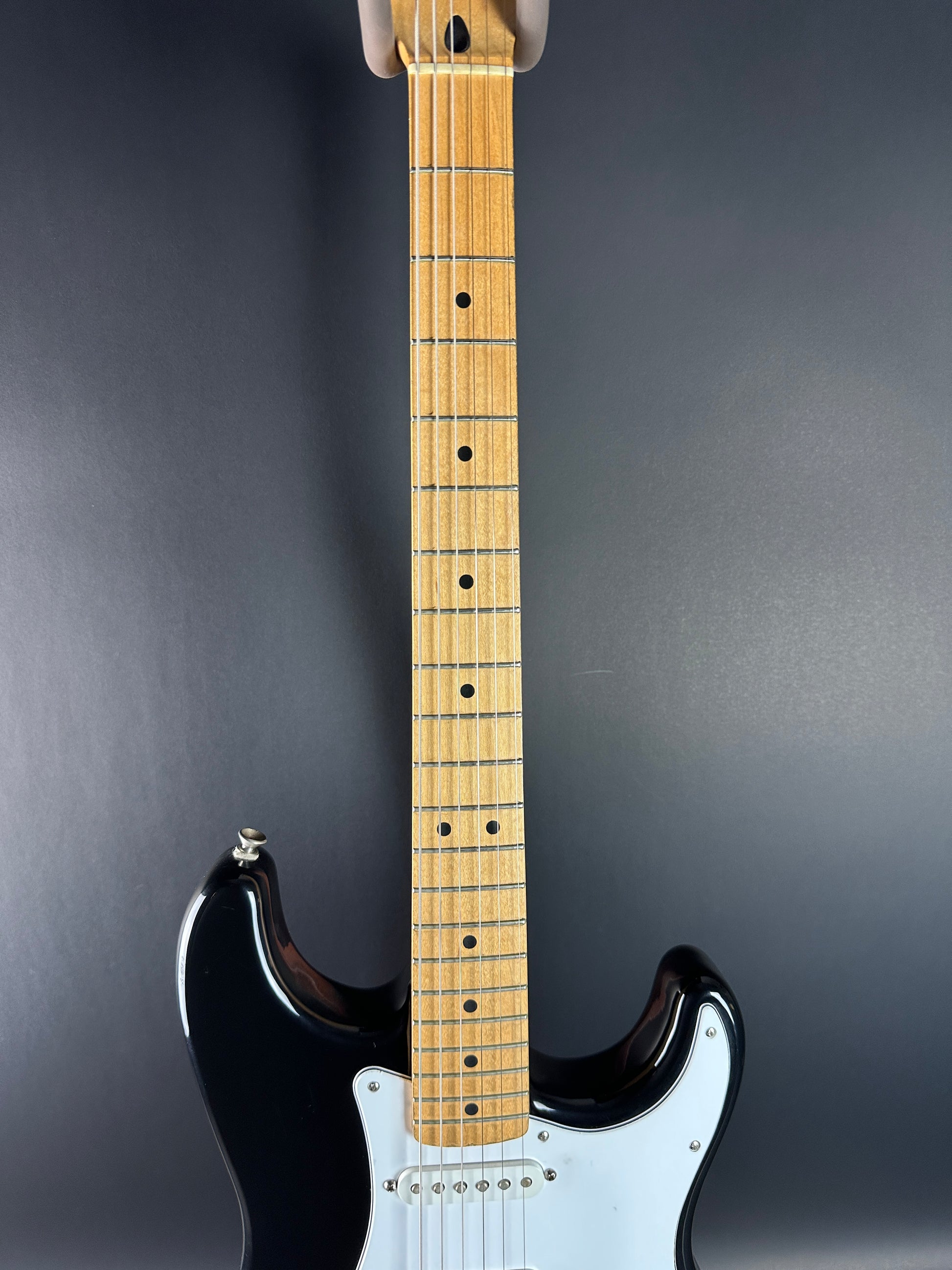 Fretboard of Used Fender MIM Standard Strat Black.