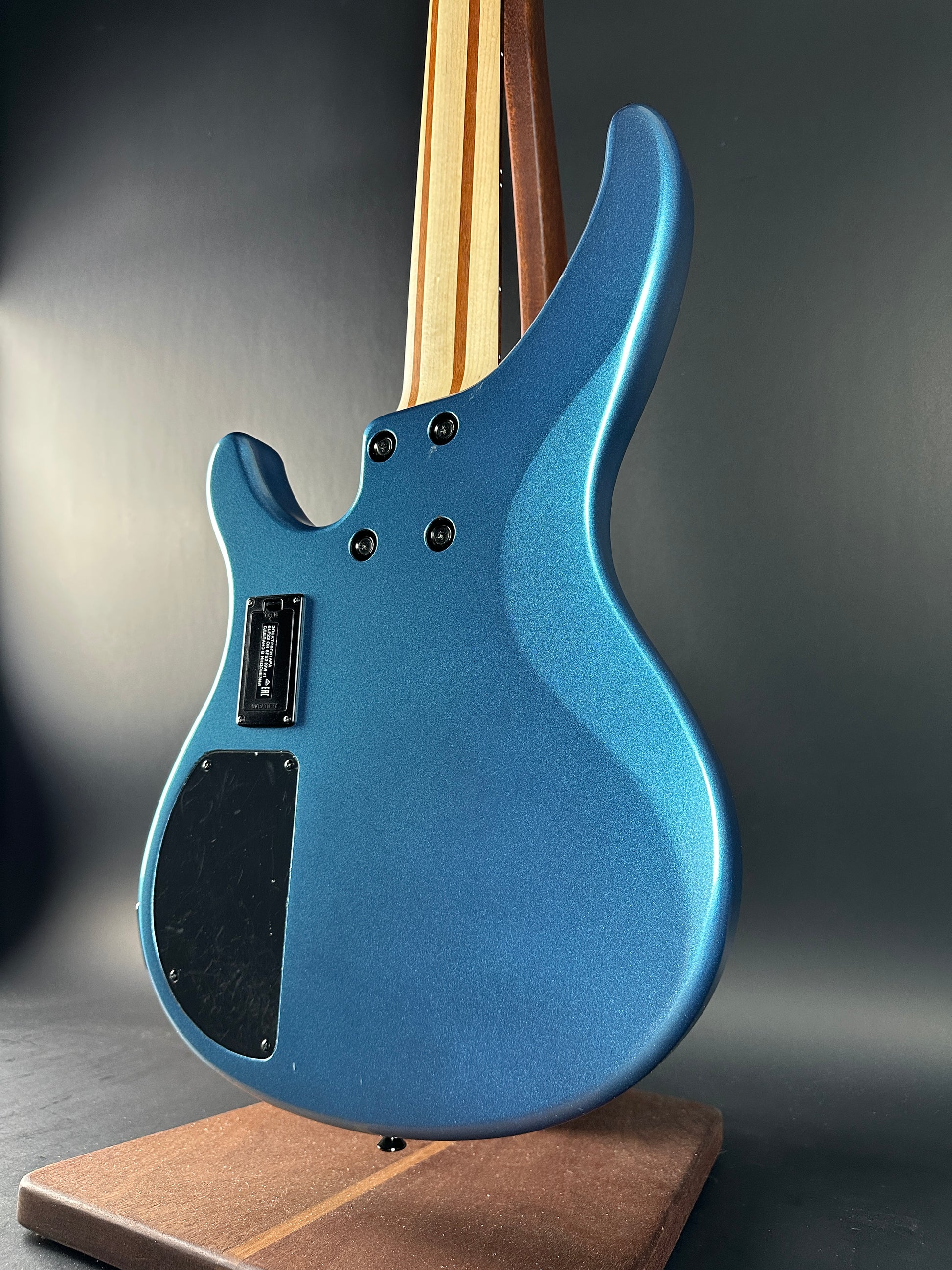 Back angle of Used Yamaha TRBX304 Bass Blue.