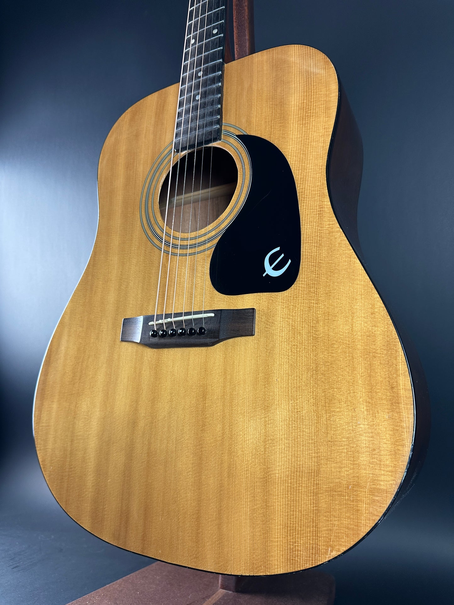 Front angle of Used Epiphone PR-150 Acoustic Natural.