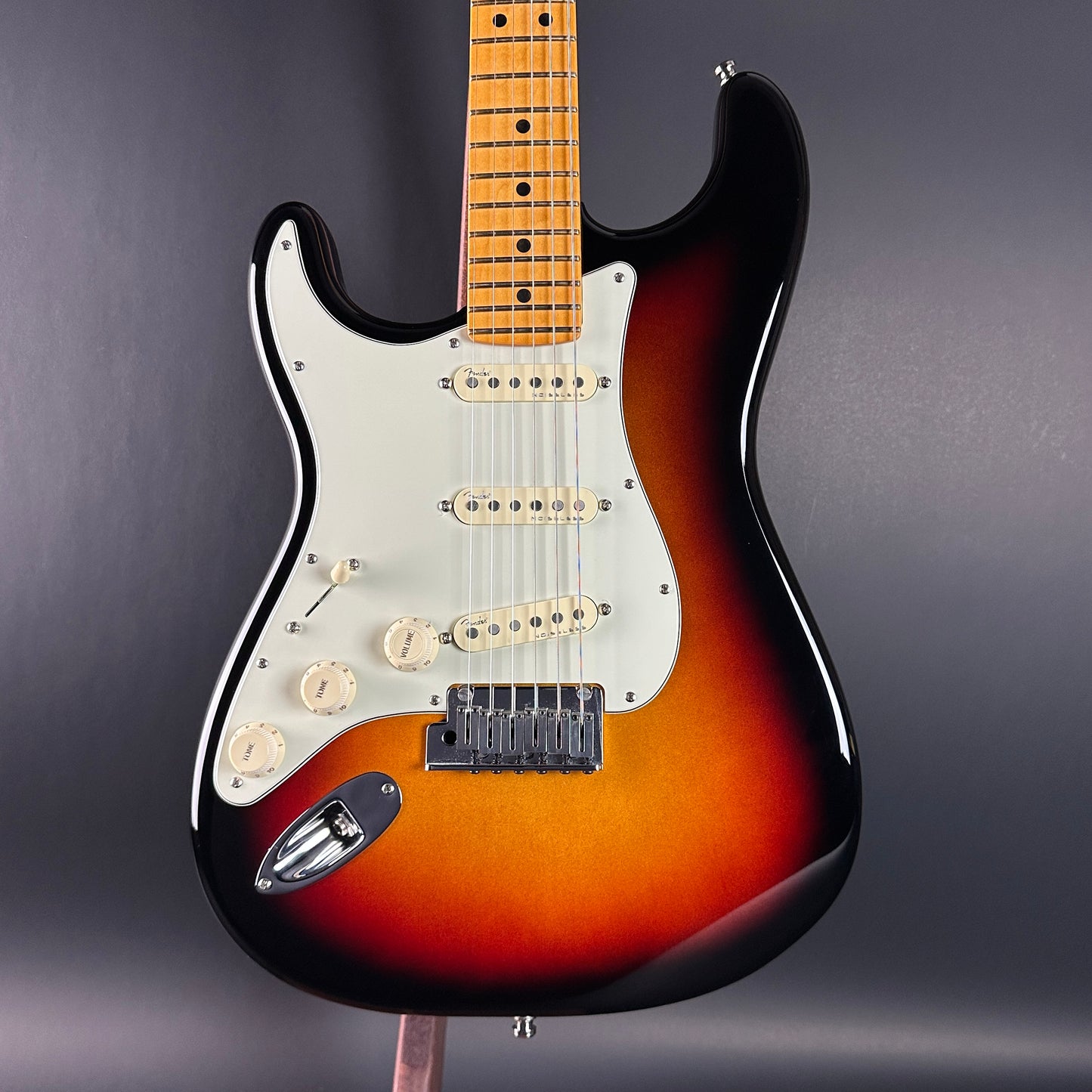 Front of Used 2021 Fender American Ultra Strat Ultraburst Left Handed.