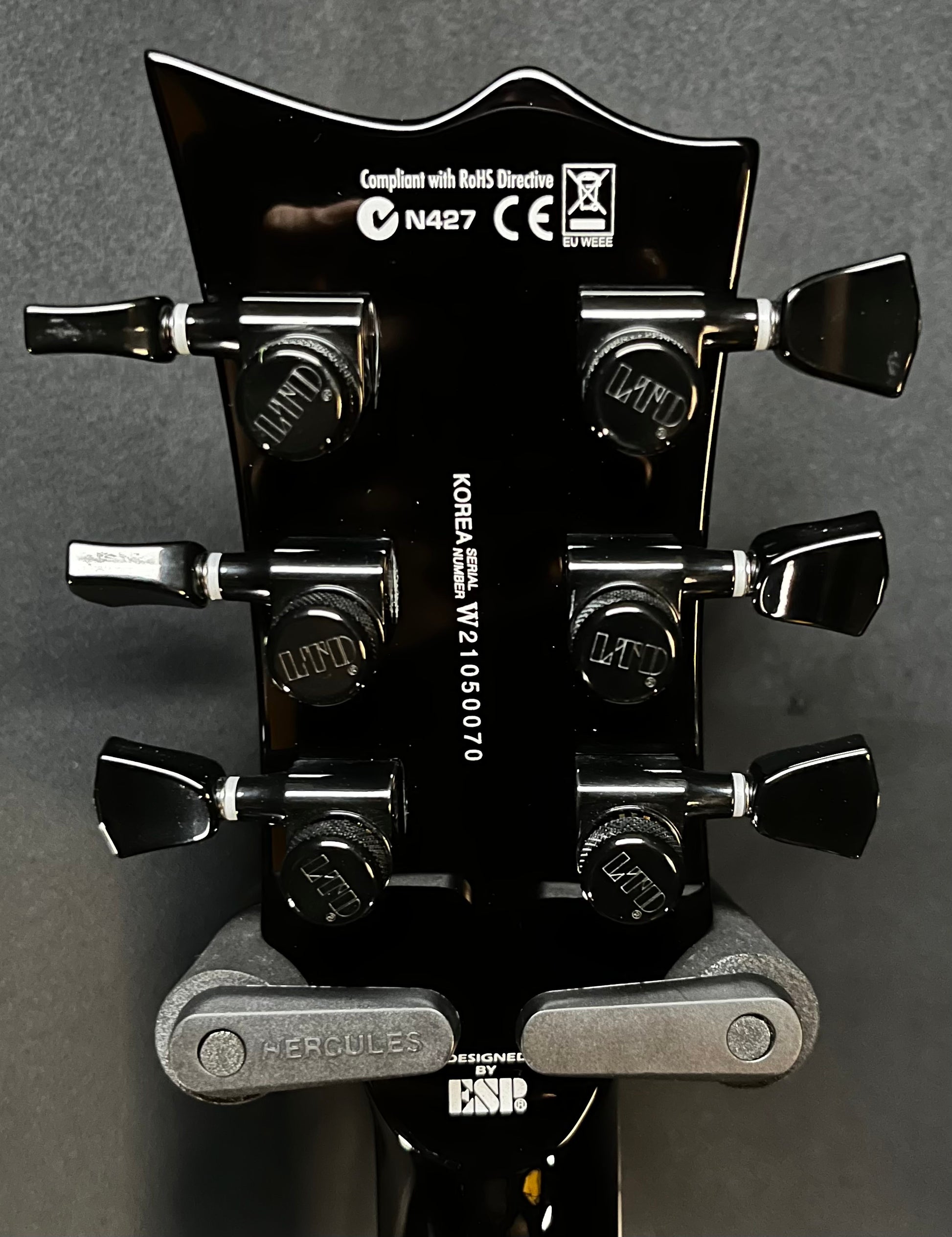 Back of headstock of Used LTD EC-1000 Deluxe Black Natural Burst w/case TFW171