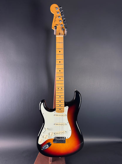 Full front of Used 2021 Fender American Ultra Strat Ultraburst Left Handed.