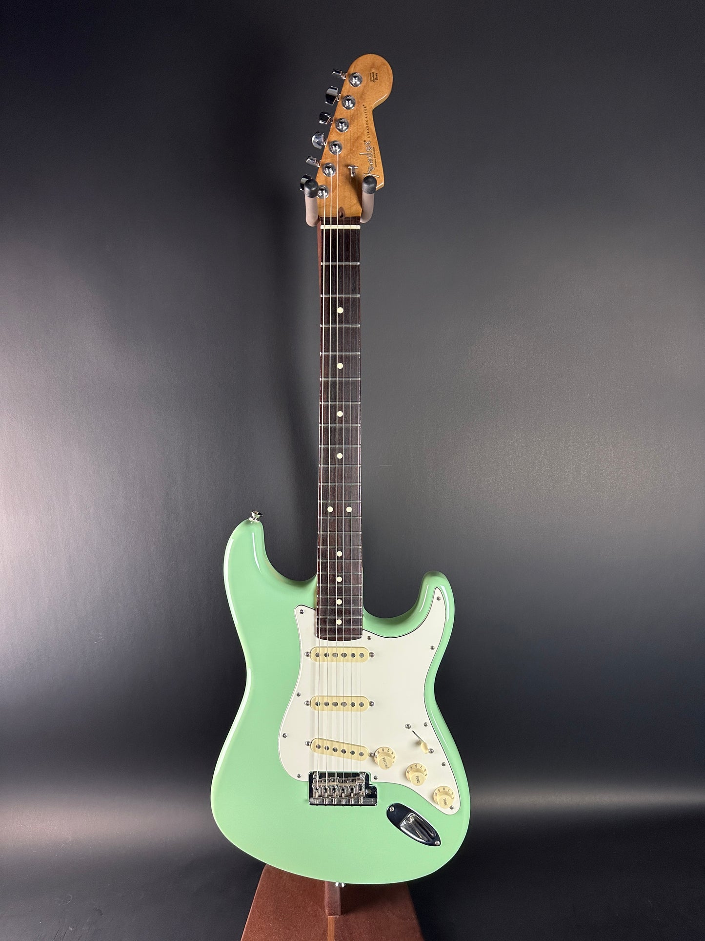 Full front of Used Fender American Professional II Surf Green Roasted Neck.