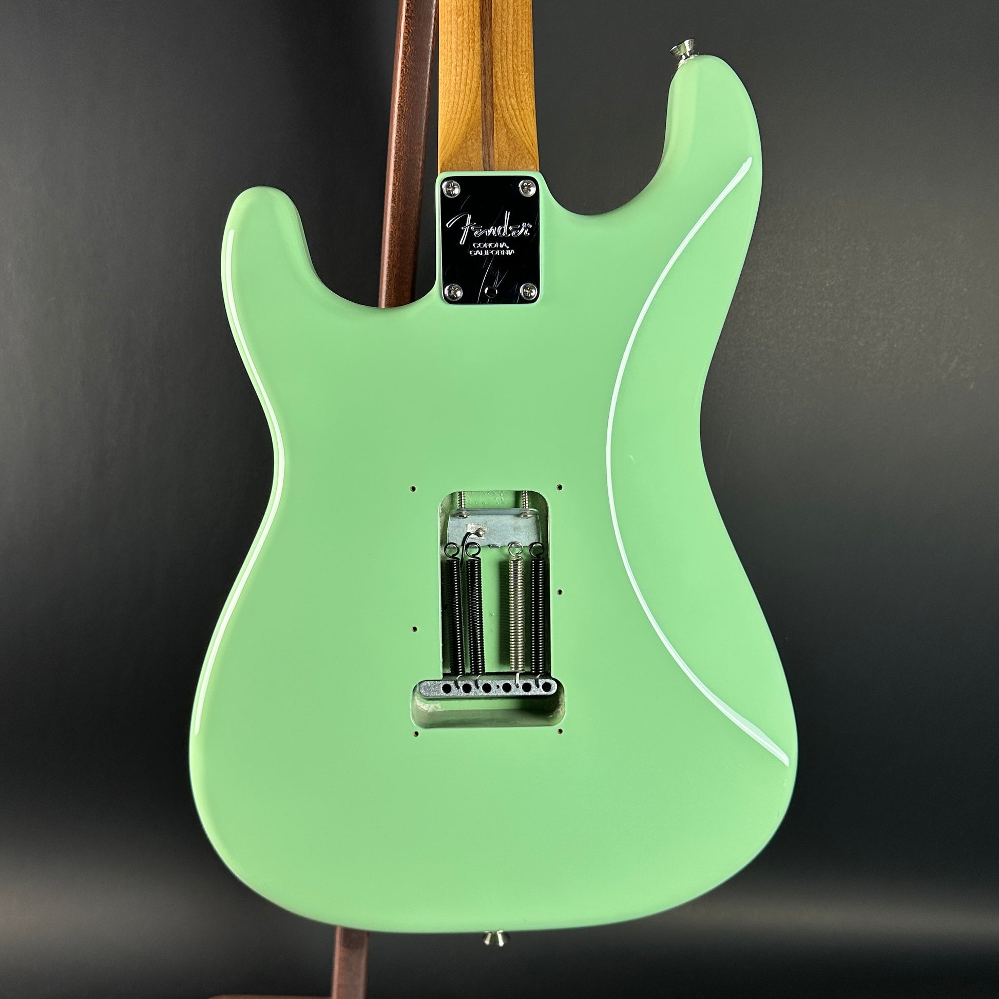 Back of Used Fender American Professional II Surf Green Roasted Neck.