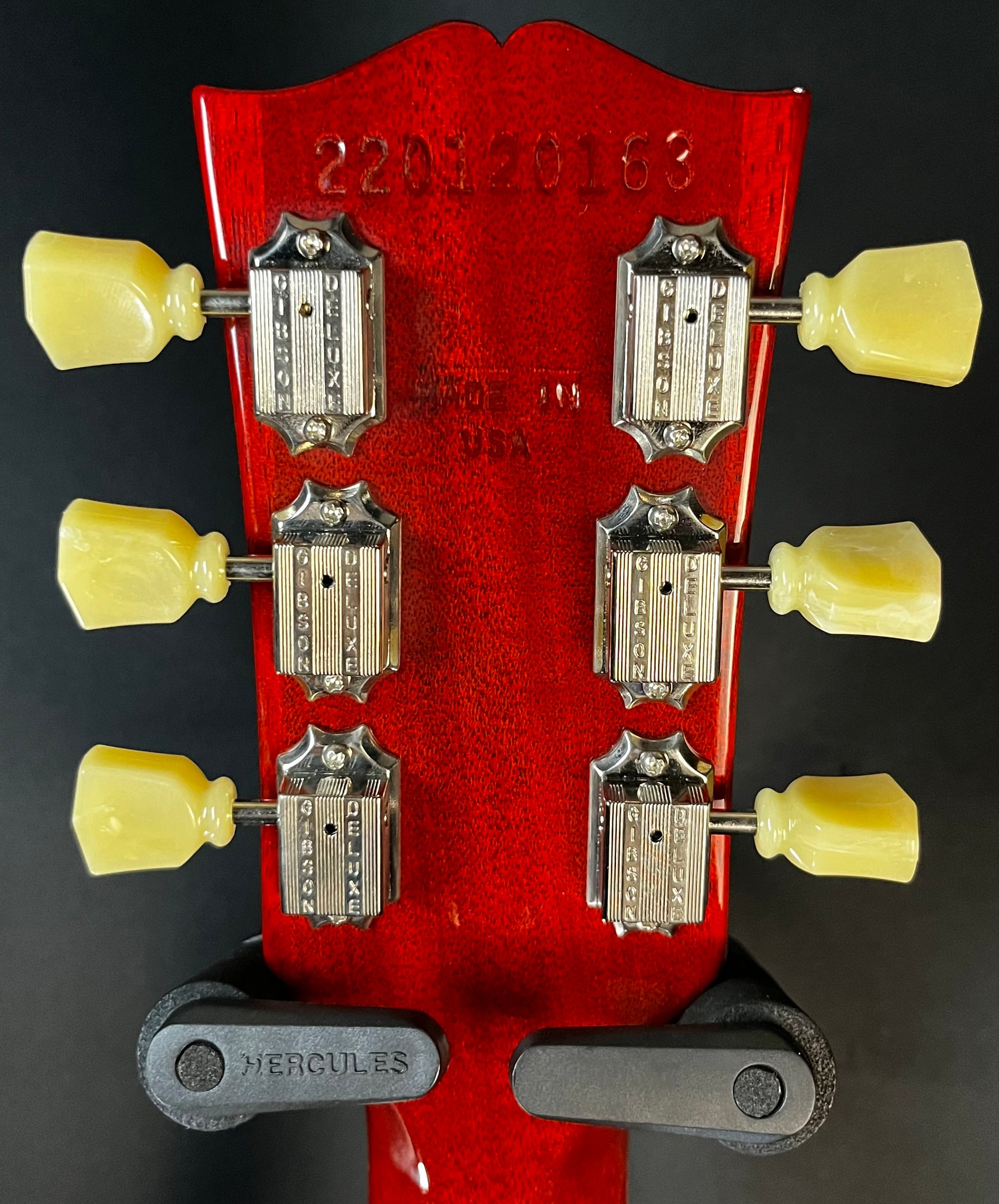 Back of headstock of Used 2022 Gibson '61 SG Heritage Cherry  Left Handed w/case TFW176
