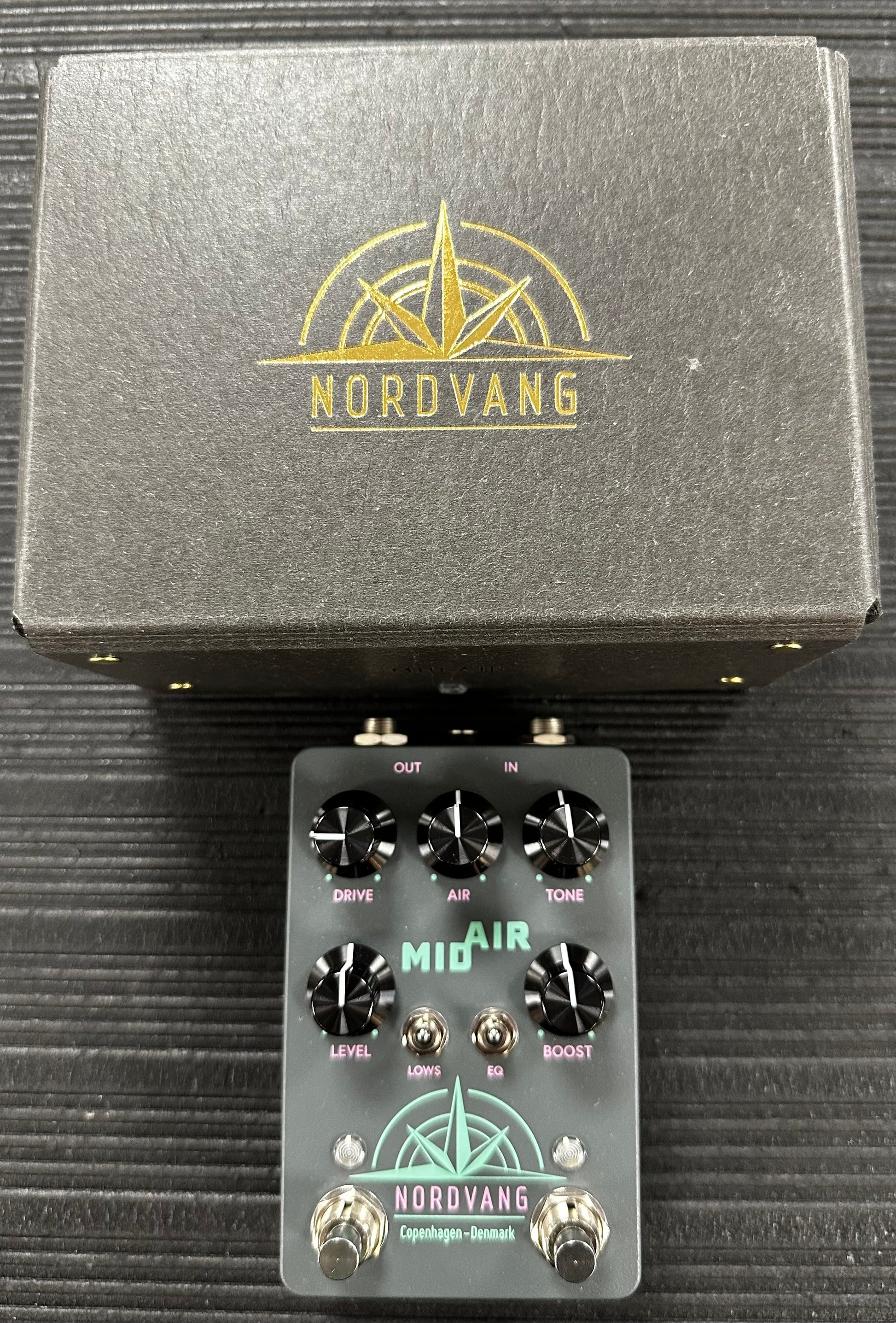 Top view iwth box of Used Nordvang MidAir Overdrive/Boost Pedal w/box