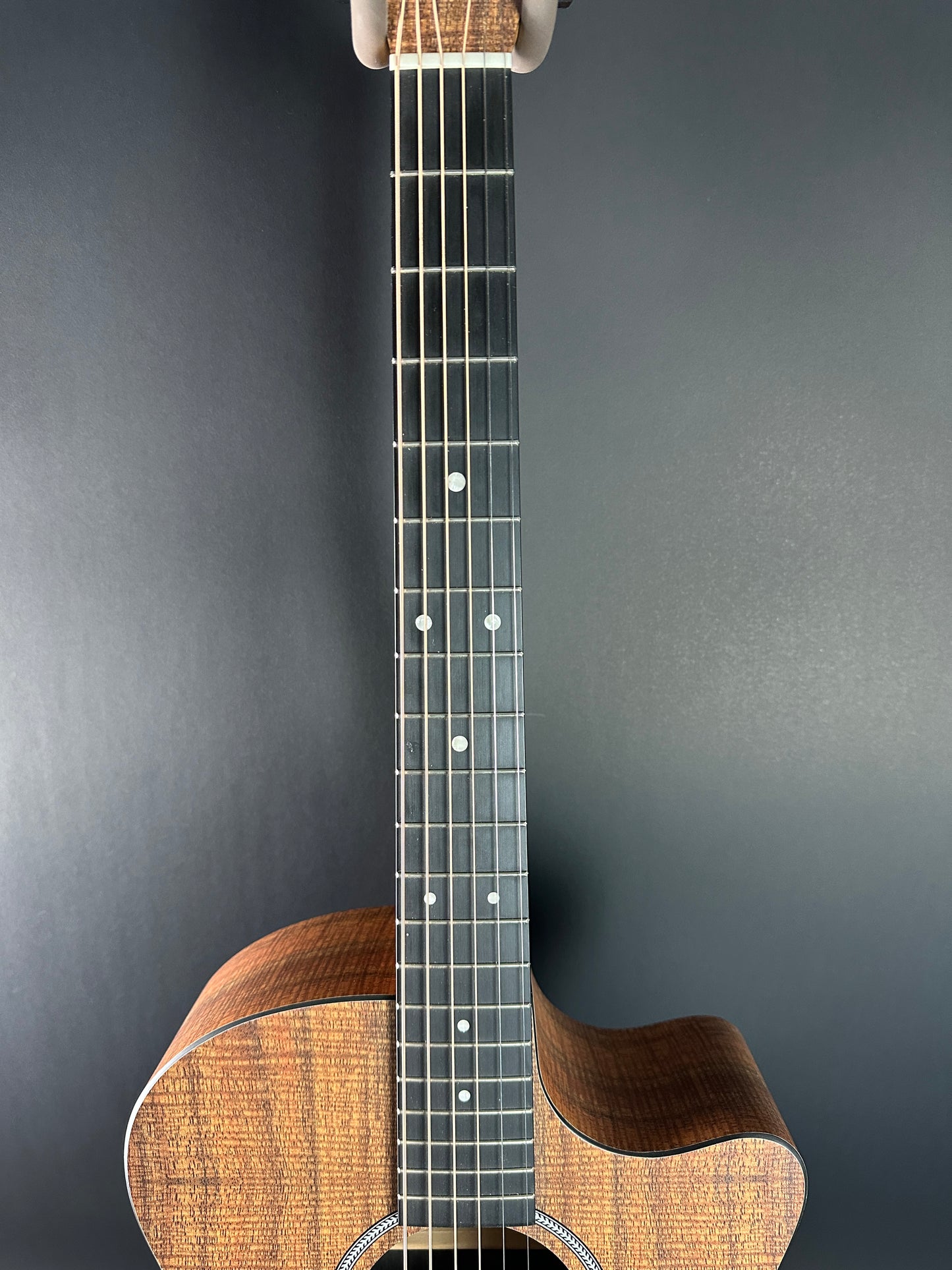 Fretboard of Used Martin X Series GPC-X1E Koa.