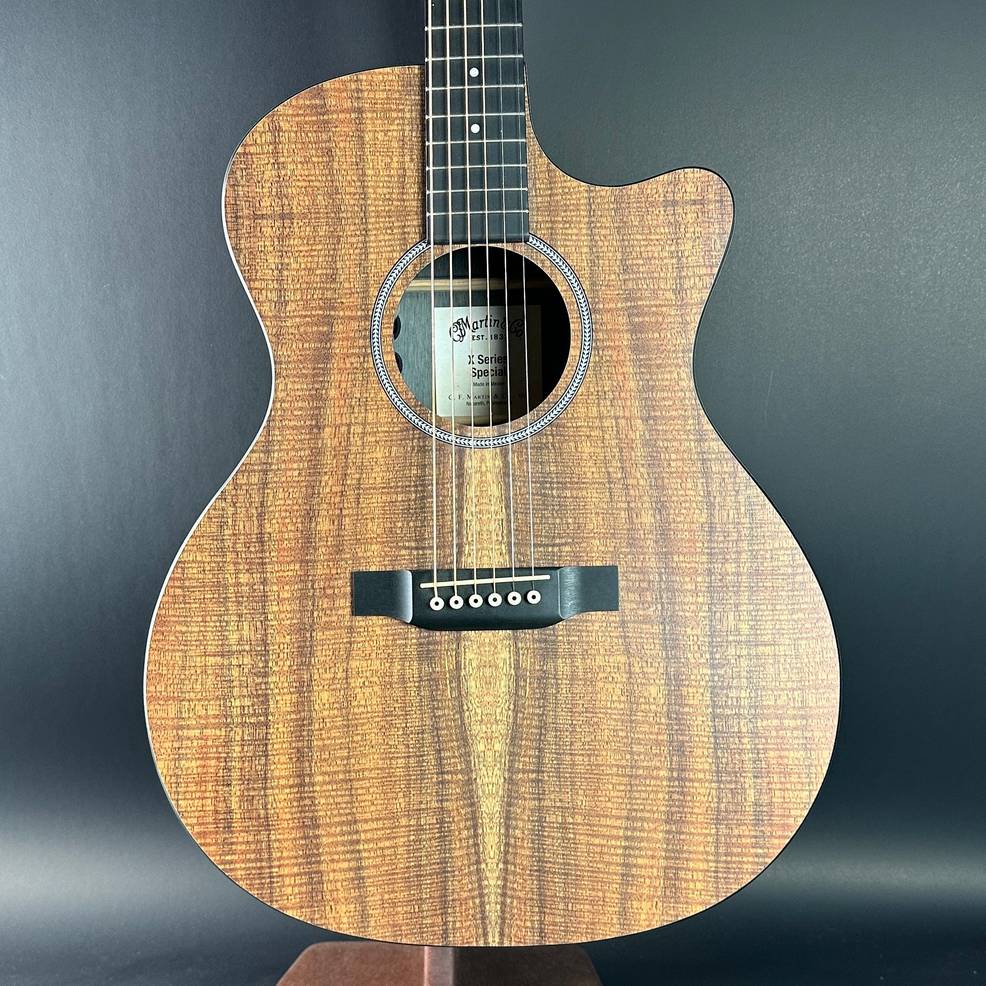 Front of Used Martin X Series GPC-X1E Koa.