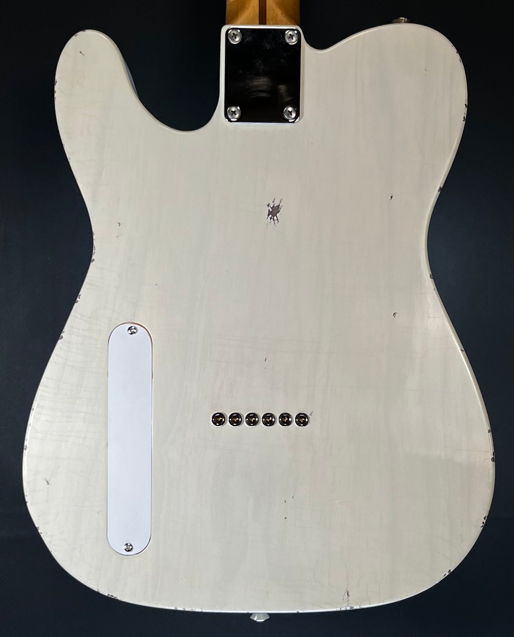 Back of Used Steadfast Guitars "La Cabronita" Translucent White w/Case TFW185