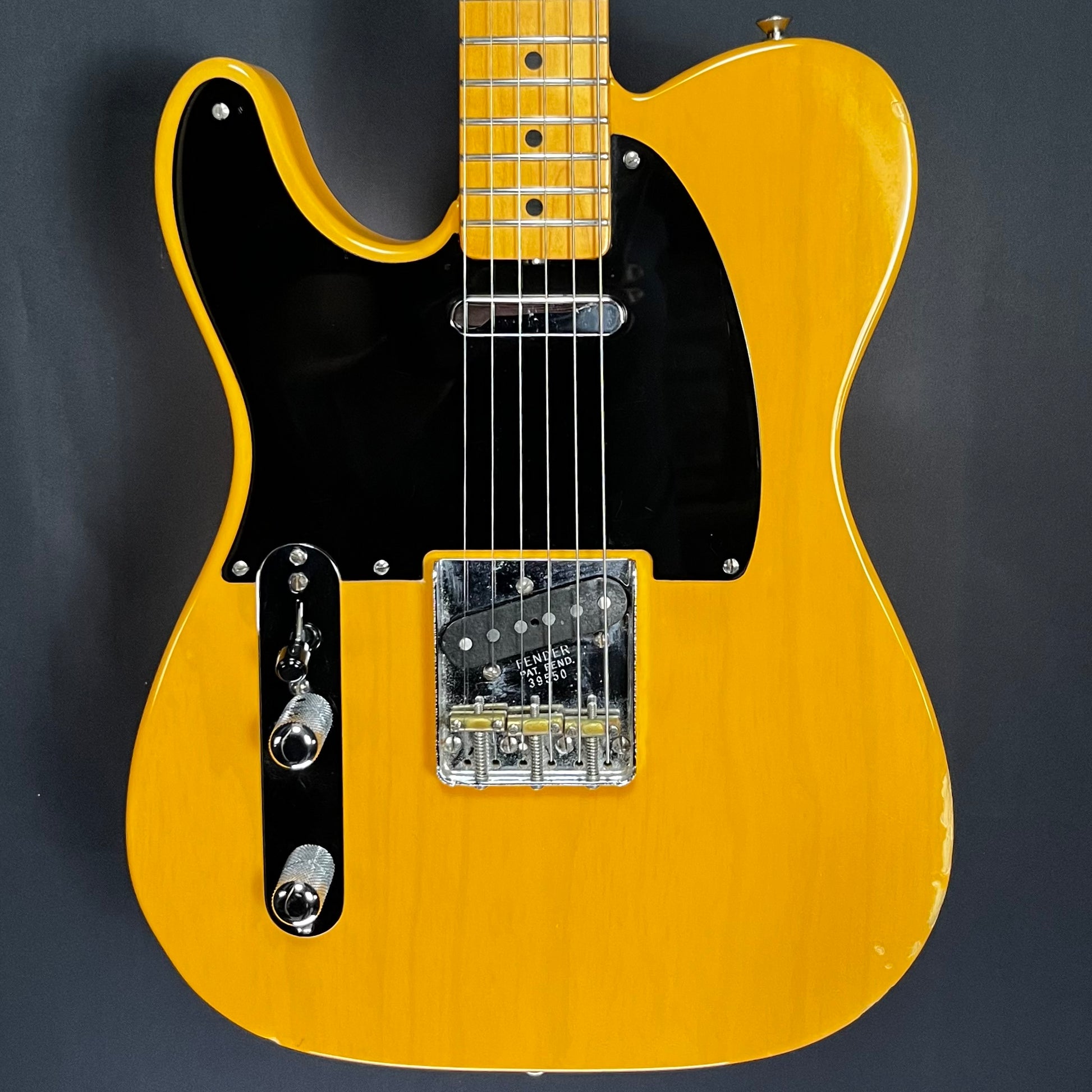 Front of Used 2003 Fender American Vintage '52 Telecaster Left Handed Butterscotch Blonde w/case TFW178