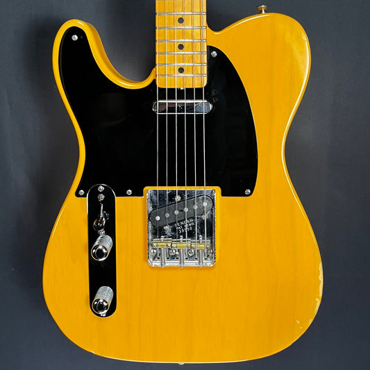 Front of Used 2003 Fender American Vintage '52 Telecaster Left Handed Butterscotch Blonde w/case TFW178