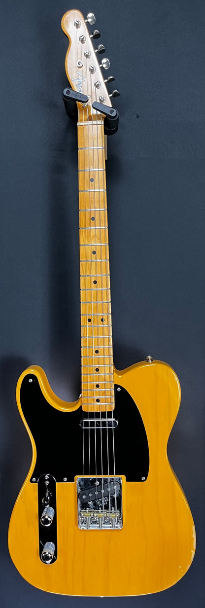 Full front of Used 2003 Fender American Vintage '52 Telecaster Left Handed Butterscotch Blonde w/case TFW178