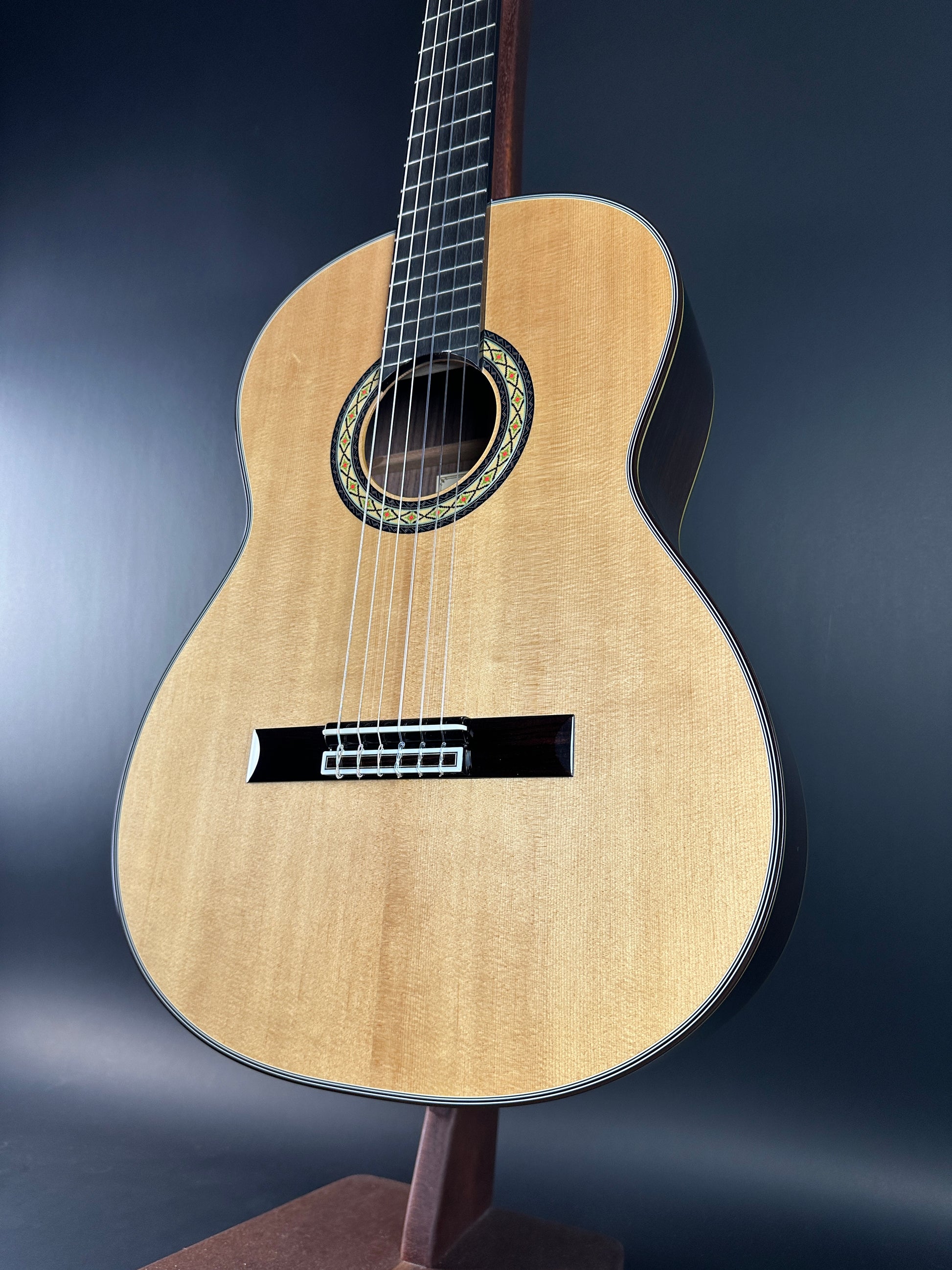 Front angle of Used Takamine H8SS hirade Classical.