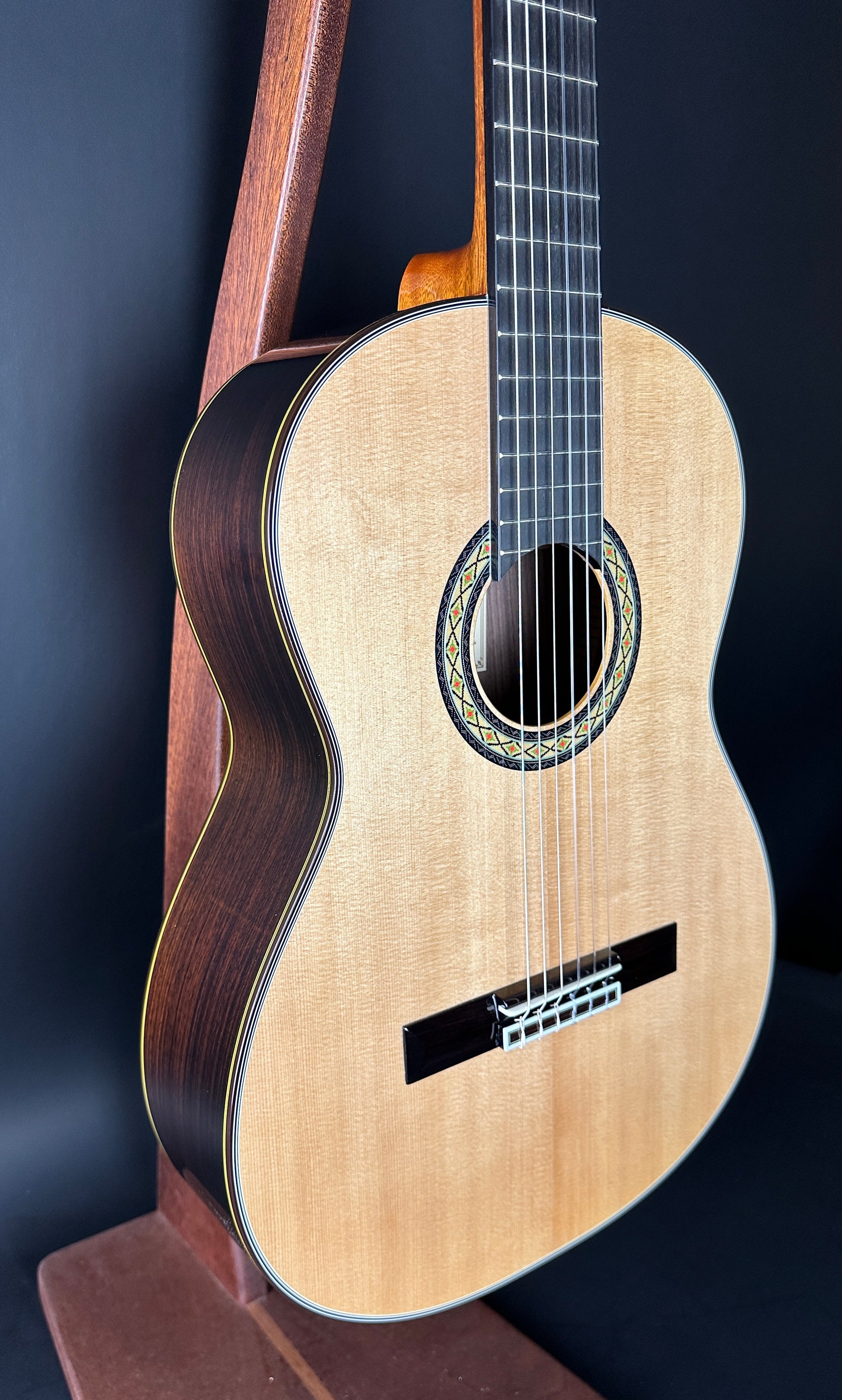 Front angle of Used Takamine H8SS hirade Classical.