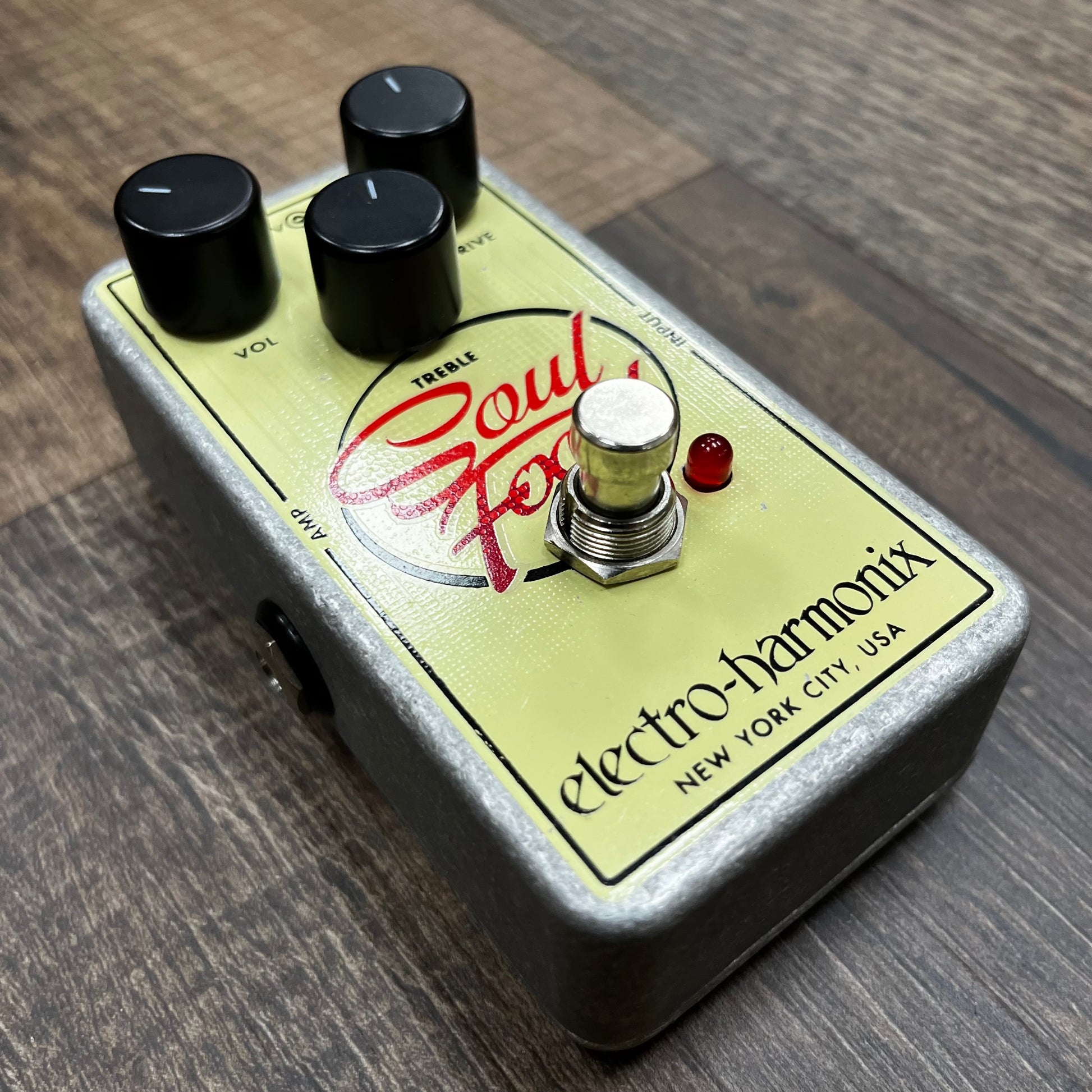 Side of Used EHX Electro-Harmonix Soul Food Transparent Overdrive Pedal TFW195